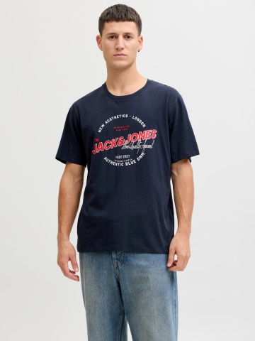 Jack & Jones Tricou cu decolteu la baza gatului, barbati, Standard fit, Bleumarin inchis