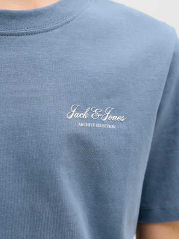 Jack & Jones Tricou din bumbac, baieti, cu decolteu la baza gatului, Albastru - Img 3