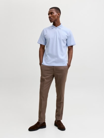 Jack & Jones Tricou polo barbati, cu fermoar, Regular Fit, JPRBLAETHAN, Albastru - Img 6