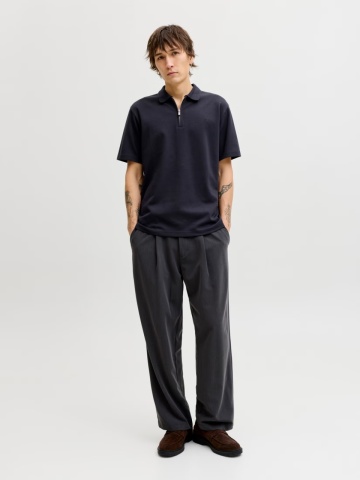 Jack & Jones Tricou polo barbati, cu fermoar, Regular Fit, JPRBLAETHAN, Bleumarin inchis - Img 6
