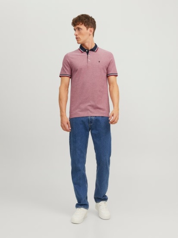Jack & Jones Tricou polo barbati, Slim fit cu guler contrast, Roz - Img 6