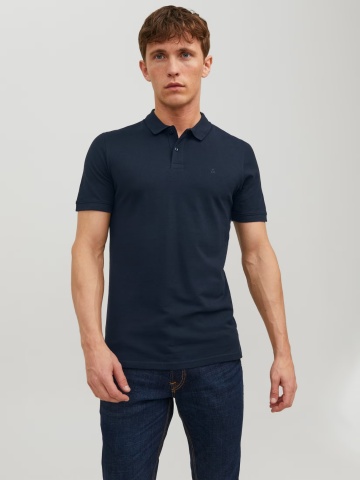 Jack & Jones Tricou polo Basic, Slim Fit, din bumbac, Bleumarin inchis