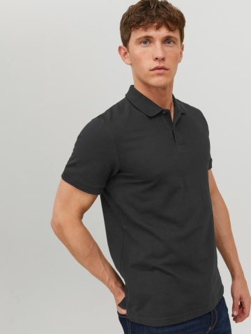 Jack & Jones Tricou polo Basic, Slim Fit, din bumbac, Negru - Img 3