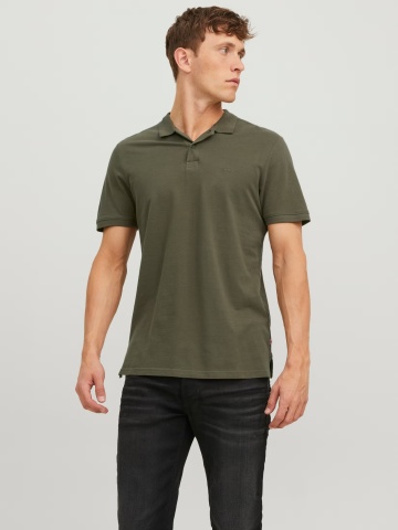 Jack & Jones Tricou polo Basic, Slim Fit, din bumbac, Olive