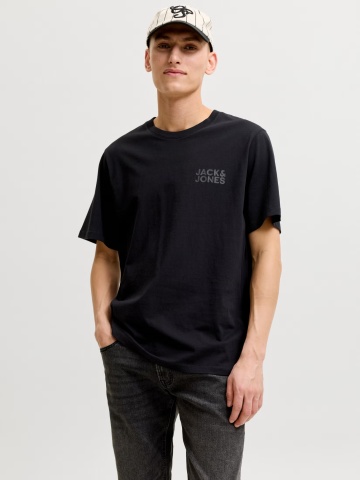 Jack & Jones Tricou simplu, barbati, din 100% bumbac, cu logo, Negru