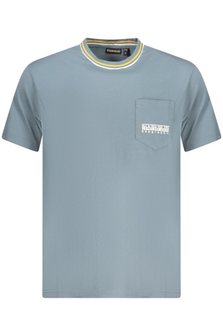 Napapijri Tricou barbati, cu buzunar pe piept si imprimeu, Regular Fit, Gri inchis - Img 1