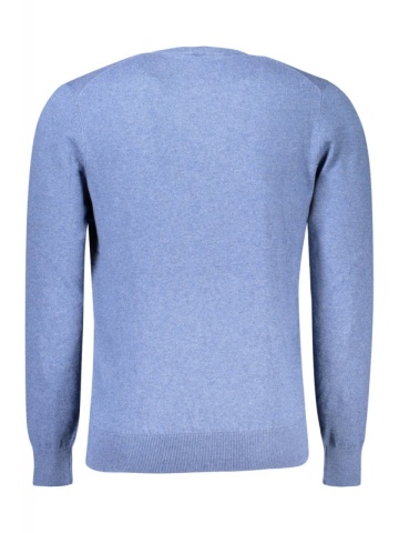 Pulover barbati, cu mini logo brodat, Regular fit, albastru deschis - Img 2