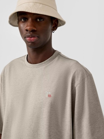 Q/S by s.Oliver Tricou barbati din amestec de bumbac, Relaxed fit, Bej - Img 3