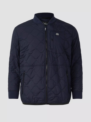 s.Oliver Big Size Jacheta bomber, barbati big sizes, cu guler tricotat si model in valuri, Bleumarin inchis