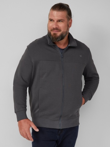 s.Oliver Big Sizes Bluza de trening barbati big sizes, cu fermoar si croiala Regular Fit, Gri inchis - Img 5