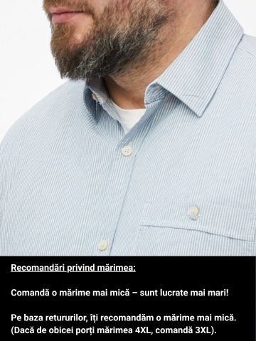 s.Oliver Big Sizes Camasa casual, barbati big sizes, din bumbac, Regular fit, Albastru - Img 4
