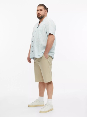 s.Oliver Big Sizes Camasa cu imprimeu floral, barbati big sizes, din amestec de bumbac, Resort fit, Albastru deschis - Img 7