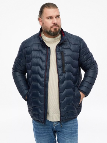 s.Oliver Big Sizes Jacheta matlasata barbati big sizes, fara gluga cu buzunare oblice si croiala Regular fit, Bleumarin inchis
