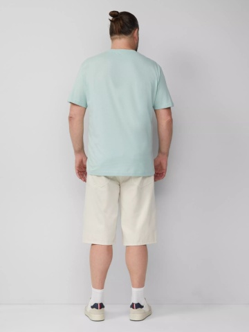 s.Oliver Big Sizes Tricou barbati big sizes cu decolteu la baza gatului, logo contrast, Verde menta - Img 6