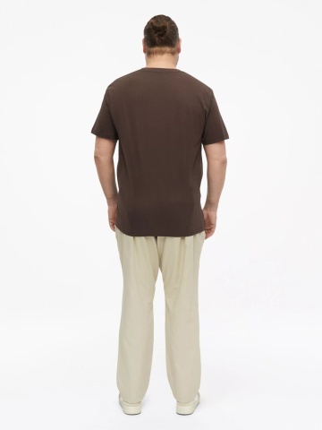 s.Oliver Big Sizes Tricou barbati big sizes cu decolteu la baza gatului, din bumbac, Maro inchis - Img 6
