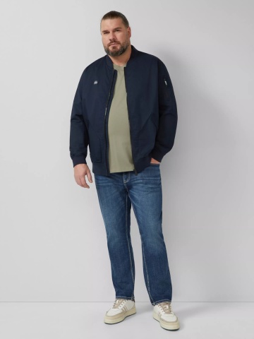 s.Oliver Big Sizes Tricou barbati big sizes, din bumbac, cu decolteu la baza gatului, Olive - Img 6