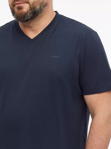 s.Oliver Big Sizes Tricou cu anchior, barbati big sizes, din bumbac, Regular fit, Bleumarin inchis - Img 3