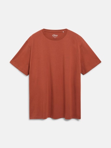 s.Oliver Big Sizes Tricou cu decolteu la baza gatului, barbati big sizes, din bumbac, Regular fit, Maro