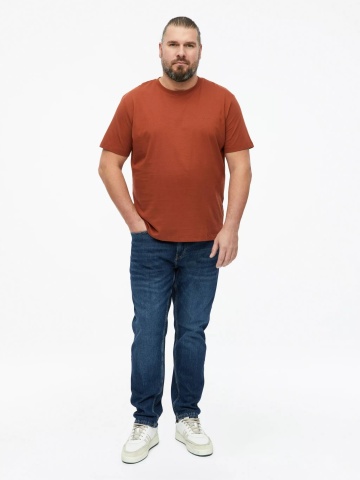 s.Oliver Big Sizes Tricou cu decolteu la baza gatului, barbati big sizes, din bumbac, Regular fit, Maro - Img 5