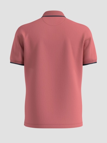 s.Oliver Big Sizes Tricou polo barbati big sizes, din amestec de bumbac cu elastan si detalii contraste, Regular fit, Roz prafuit - Img 2