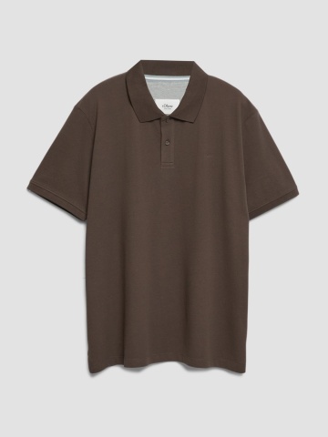 s.Oliver Big Sizes Tricou polo barbati big sizes, din piqué de bumbac, Maro inchis