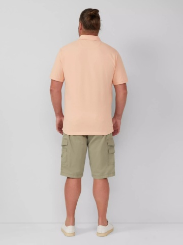 s.Oliver Big Sizes Tricou polo barbati big sizes, Regular fit din bumbac, Portocaliu deschis - Img 6