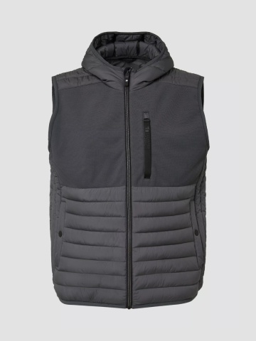 s.Oliver Big Sizes Vesta sport barbati, pentru exterior cu gluga si croiala Regular fit, Gri inchis - Img 8