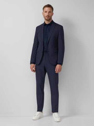 s.Oliver BLACK LABEL, Camasa barbati din amestec de bumbac, cu croiala Tailored fit, Bleumarin inchis - Img 5