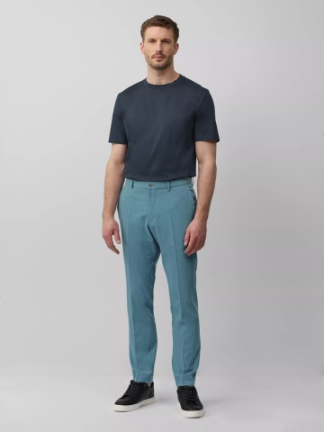 s.Oliver BLACK LABEL Pantaloni costum barbati, cu talie medie si croiala Slim fit, Turcoaz - Img 4