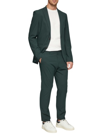 s.Oliver BLACK LABEL Pantaloni costum barbati, cu talie medie si croiala Slim fit, Verde inchis - Img 3