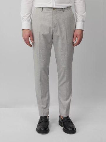 s.Oliver BLACK LABEL Pantaloni costum barbati, cu talie medie si croiala Slim fit, Gri deschis