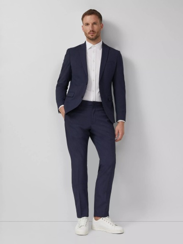 s.Oliver BLACK LABEL Pantaloni costum barbati, Slim fit, Bleumarin inchis - Img 4