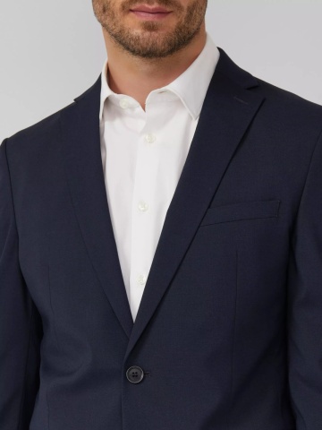 s.Oliver BLACK LABEL, Sacou elegant barbati, croiala Slim fit, Bleumarin inchis - Img 3
