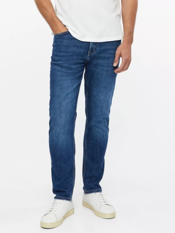s.Oliver Blugi barbati Mauro, cu talie medie, Regular fit, Tapered leg, Albastru inchis