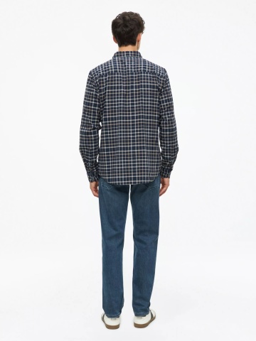s.Oliver Camasa barbati, in carouri, din amestec de bumbac, Slim fit, Bleumarin inchis - Img 6