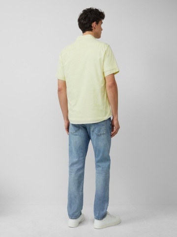 s.Oliver Camasa cu maneca scurta barbati, croiala Slim Fit si design cu un singur buzunar, Galben deschis - Img 5