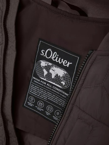 s.Oliver Jacheta bomber, barbati, usoara in stil workwear, Regular fit, Maro inchis - Img 5