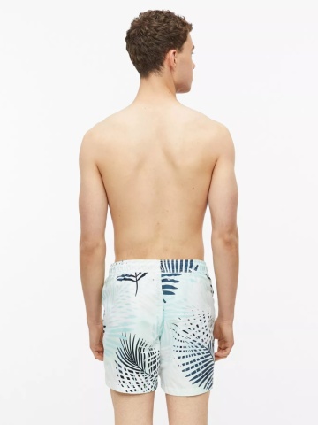 s.Oliver Pantaloni scurti barbati pentru inot cu imprimeu floral, Regular fit, Turcoaz deschis - Img 2