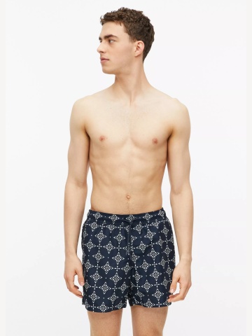 s.Oliver Pantaloni scurti barbati pentru inot cu imprimeu floral, Regular fit, Bleumarin inchis
