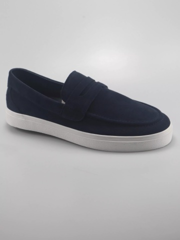 s.Oliver Pantofi casual barbati, fara siret, din piele naturala, intoarsa, Bleumarin inchis