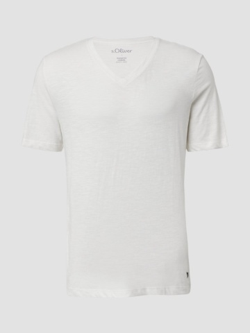 s.Oliver Tricou barbati cu decolteu in V, Regular fit, din bumbac, Alb - Img 6