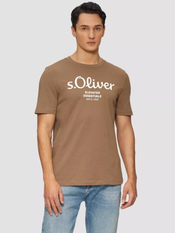 s.Oliver Tricou barbati cu decolteu la baza gatului din bumbac, Regular Fit, Maro