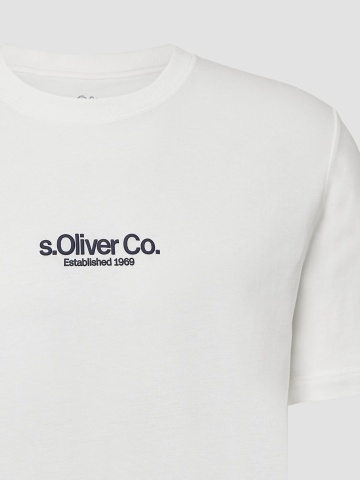 s.Oliver Tricou barbati cu imprimeu cu logo, din bumbac, Regular fit, Alb - Img 8