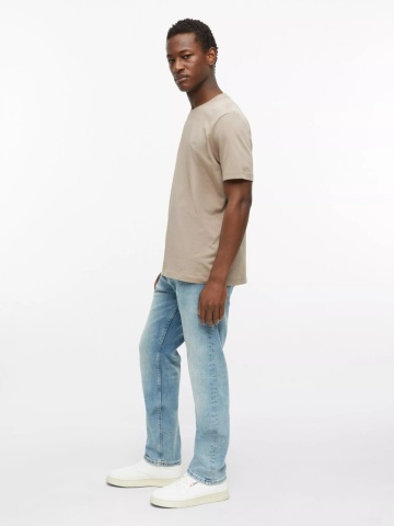s.Oliver Tricou barbati, din bumbac, la baza gatului, Regular fit, Maro deschis - Img 4