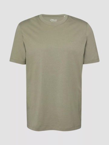 s.Oliver Tricou barbati din bumbac, la baza gatului, Regular fit, Olive - Img 4