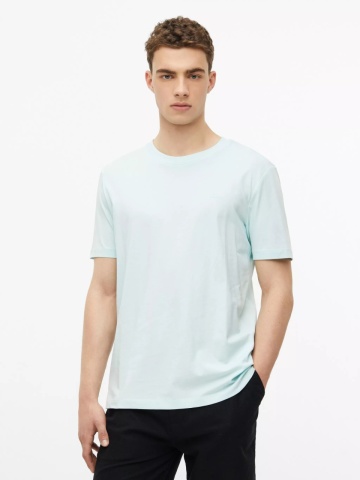 s.Oliver Tricou barbati, din bumbac, la baza gatului, Regular fit, Turcoaz deschis - Img 4