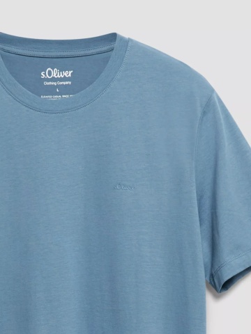 s.Oliver Tricou barbati, din bumbac, la baza gatului, Regular fit, Albastru - Img 8