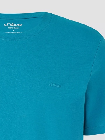 s.Oliver Tricou barbati din bumbac, Regular fit, Turcoaz - Img 7