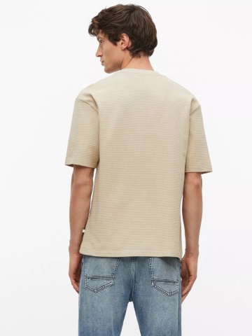 s.Oliver Tricou barbati la baza gatului din bumbac, Regular fit, Bej - Img 2