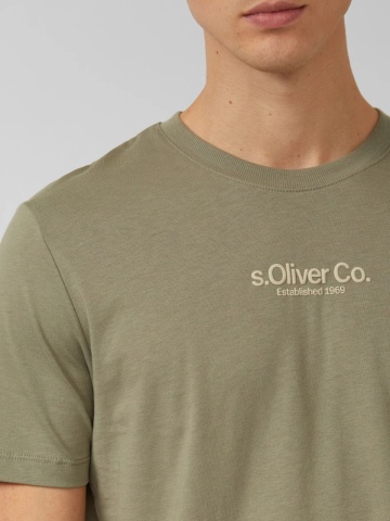 s.Oliver Tricou barbati la baza gatului, din bumbac, Regular fit, Olive - Img 3